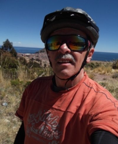 James Ginn Cycling on the  tour with redspokes